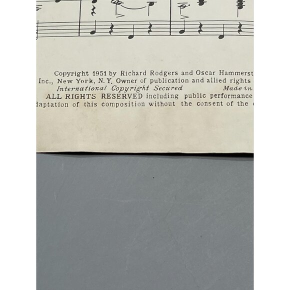 Vintage Sheet Music "I Whistle A Happy Tune" from "The King and I" Rodgers READ - Picture 4 of 9